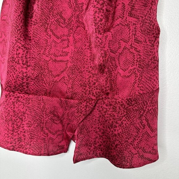 Guess Halter Top Watermelon Pink Snakeskin Print Crossover Size M Party - Picture 3 of 11